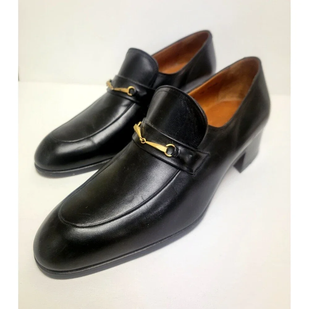 Vintage Unic Fenestrier Men's Black Leather Bit Slip-On Loafers US 8.5 E France
